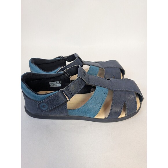 UGG Kylo Toddler Sandals 12 Blue Leather Strappy Breathable Comfort Flat Shoes - Picture 9 of 13